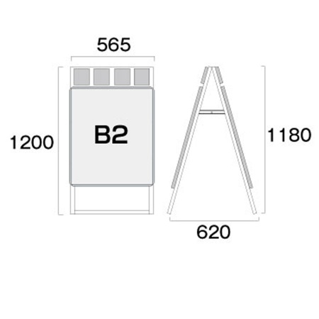 PGSKP-B2RB｜ポスターグリップスタンド看板パンフレットケース付B2