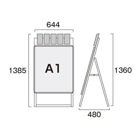 PGSKP-A1KB-G｜ポスターグリップスタンド看板パンフレットケース付A1