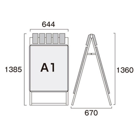 PGSKP-A1RB-G｜ポスターグリップスタンド看板パンフレットケース付A1