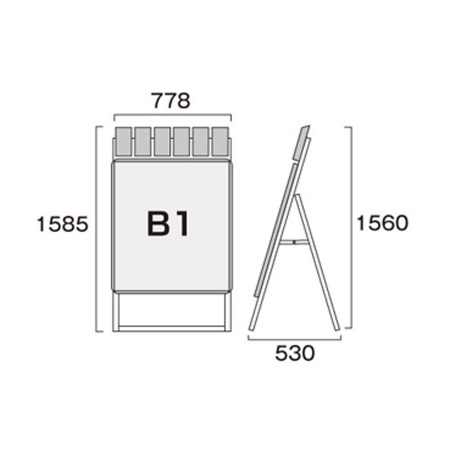 PGSKP-B1KB-G｜ポスターグリップスタンド看板パンフレットケース付B1