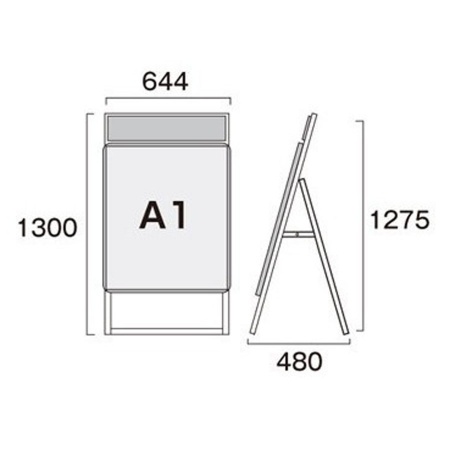PGSKS-A1KB-G｜ポスターグリップスタンド看板サインA1 片面・屋外用・ブラックフレーム  PGSKS-A1KB-G｜飲食店用品・印刷通販のatta(アッタ)