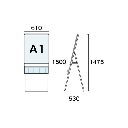PCSKU-A1KH｜パンフレットケーススタンド看板 UタイプA1片面ハイ