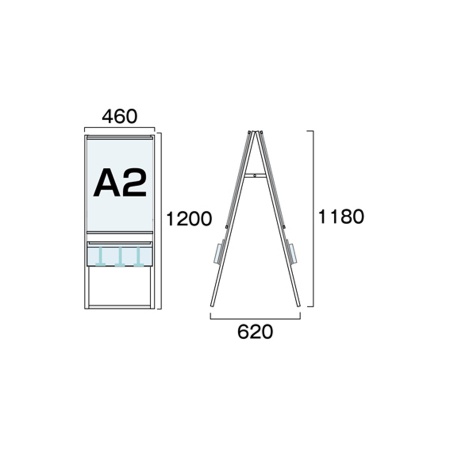 PCSKU-A2R｜パンフレットケーススタンド看板 UタイプA2両面 ポスター上