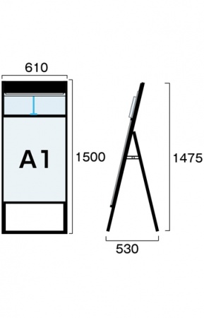 BKCSKD-A1K｜ブラックカタログケーススタンド看板 DタイプA1片面ハイ
