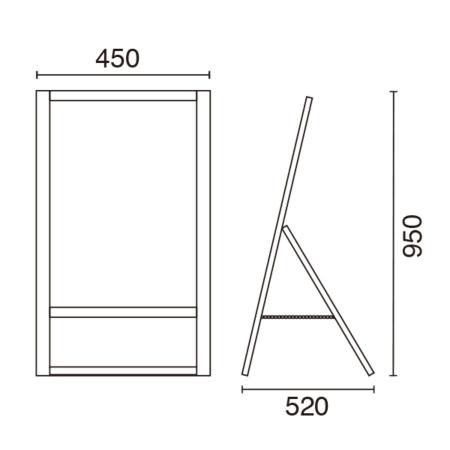 AMBC-009｜A型看板セット(茶枠) W450×H950mm 看板+重りS+重り台 片面