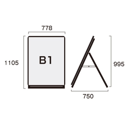 PGSK-B1LKB｜ポスターグリップスタンド看板B1ロウ 片面・屋内用