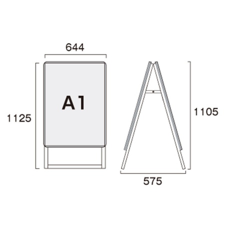 PGSK-A1RS-G｜ポスターグリップスタンド看板A1 両面・屋外用・シルバー