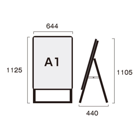 PGSK-A1KB-G｜ポスターグリップスタンド看板A1 片面・屋外用・ブラック