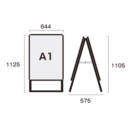 PGSK-A1RB-G｜ポスターグリップスタンド看板A1 両面・屋外用・ブラック