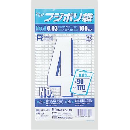 フジポリ袋 No.04　0.03mm厚 W90×H170mm　16,000枚　※北海道・沖縄・離島 送料別途　※個人宅配送不可 (尚美堂/フジナップ)