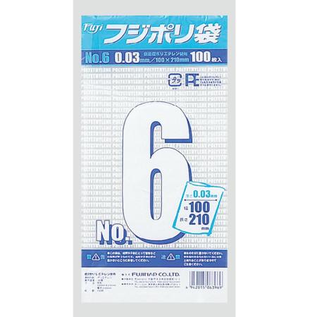 フジポリ袋 No.06　0.03mm厚 W100×H210mm　16,000枚　※北海道・沖縄・離島 送料別途　※個人宅配送不可 (尚美堂/フジナップ)