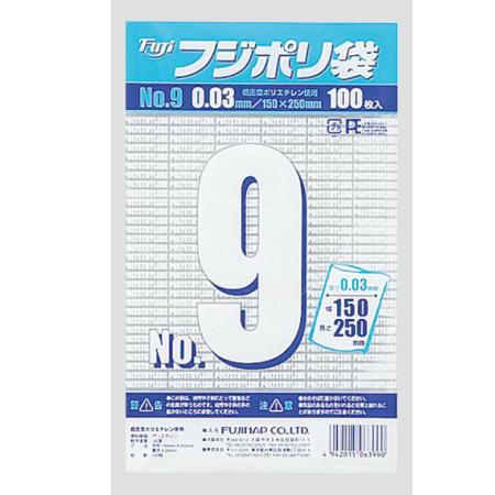 フジポリ袋 No.09　0.03mm厚 W150×H250mm　9,000枚　※北海道・沖縄・離島 送料別途　※個人宅配送不可 (尚美堂/フジナップ)