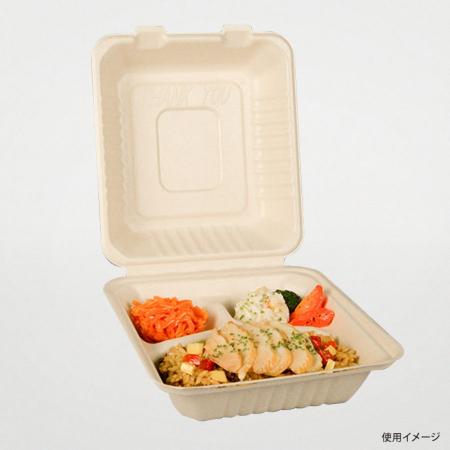 654679｜バガス容器(弁当) 200個 BBランチ200-220-3ラミ｜飲食店用品