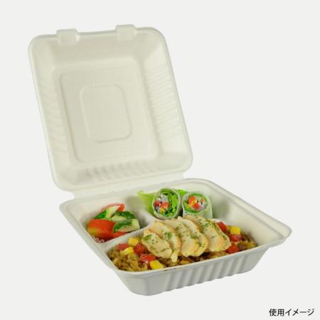 649704｜バガス容器(弁当) 200個 ABランチ200-220-3｜飲食店用品・印刷